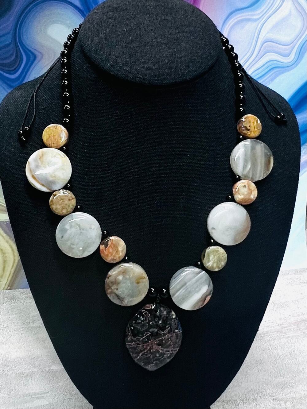 Black Plum Jasper Onyx Statement Necklace